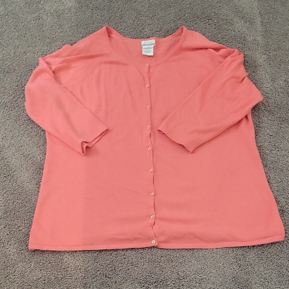 Chic Coral Button-Up Cardigan